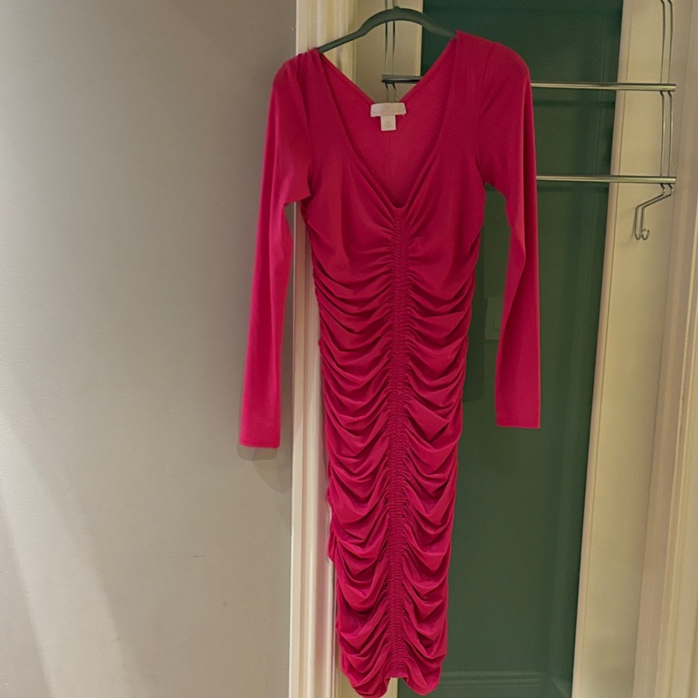 Rachel Parcell Pink Long Sleeve Ruched Dress
